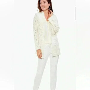 Nic + Zoe Womens Patio Cardigan Large Lemonade color knit soft, like new